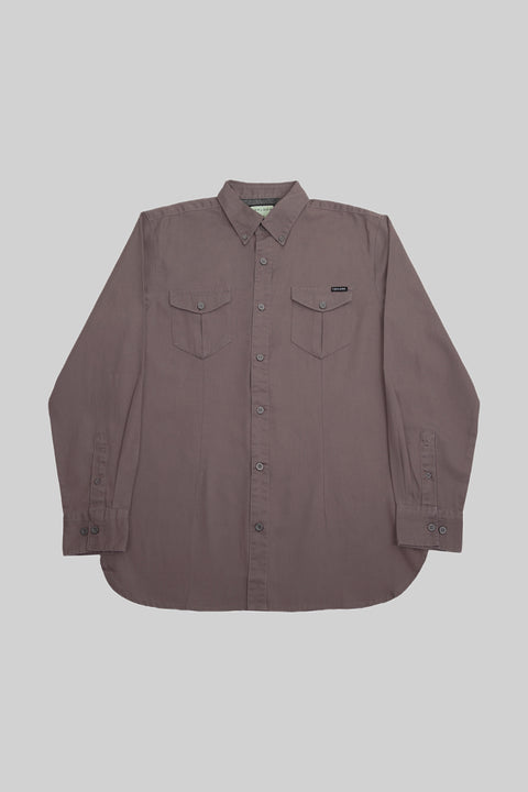 Causal Wear Long-Sleeved Shirt With Two Patch pockets in Volcanic Glass