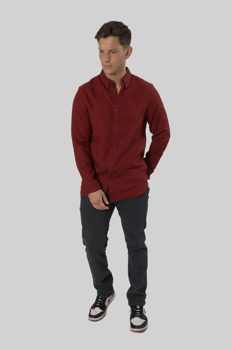Men's Casual Wear Shirt With Floral Contrast Detail in Savvy Red