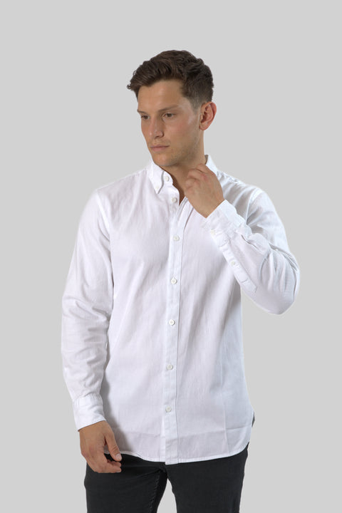 Men's Casual Wear Shirt With Floral Contrast Detail in Bright White