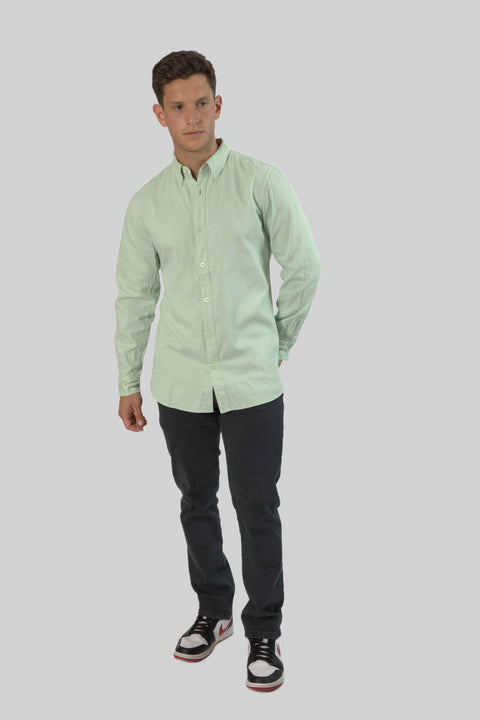 Men's Casual Wear Shirt With Floral Contrast Detail in Sea Foam