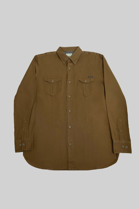 Causal Wear Long-Sleeved Shirt With Two Patch pockets in Olive