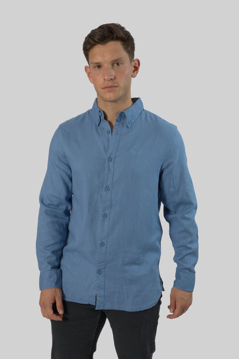 Men's Casual Wear Shirt With Floral Contrast Detail in Quiet Harbour