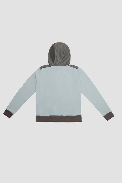 Contrast Quarter-Zip Hoodie in baby blue - Toplook London