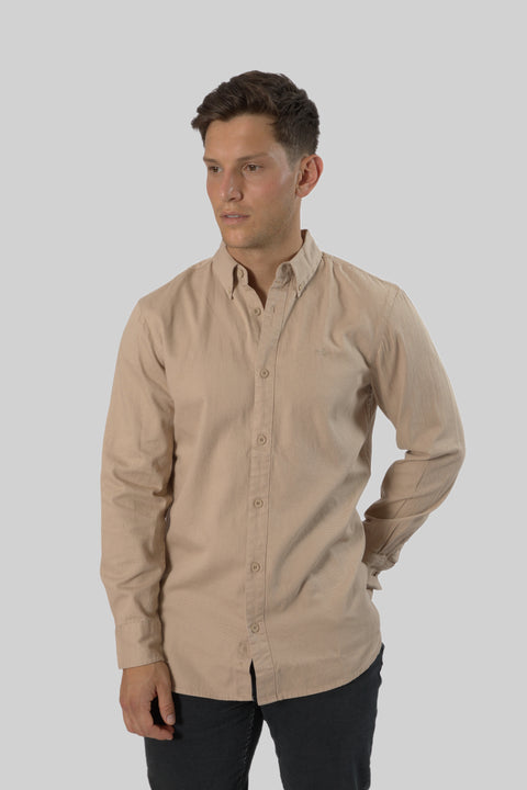 Men's Casual Wear Shirt With Floral Contrast Detail in Humus
