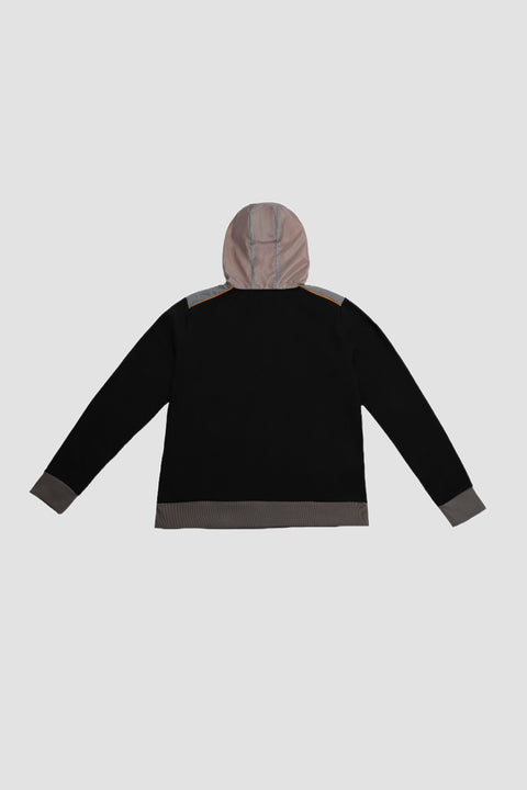 Contrast Quarter-Zip Hoodie in black - Toplook London