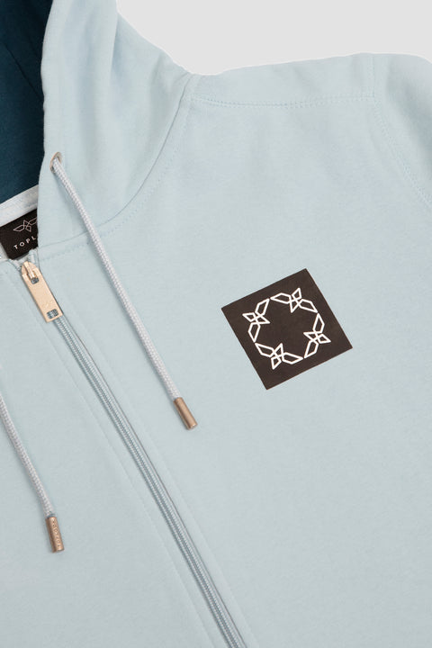Logo Full-Zip Hoodie in baby blue - Toplook London