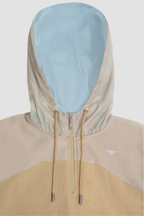 Contrast Quarter-Zip Hoodie in almond - Toplook London