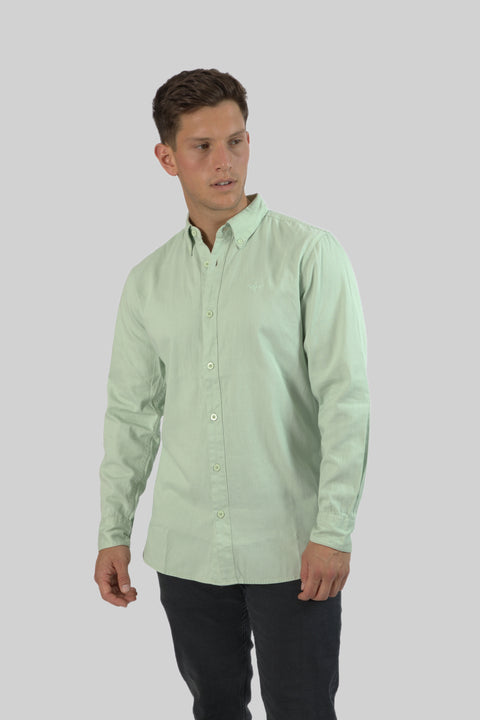 Men's Casual Wear Shirt With Floral Contrast Detail in Sea Foam