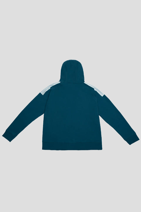 Pull-Over Hoodie with Contrast Drawcords in Teal - Toplook London