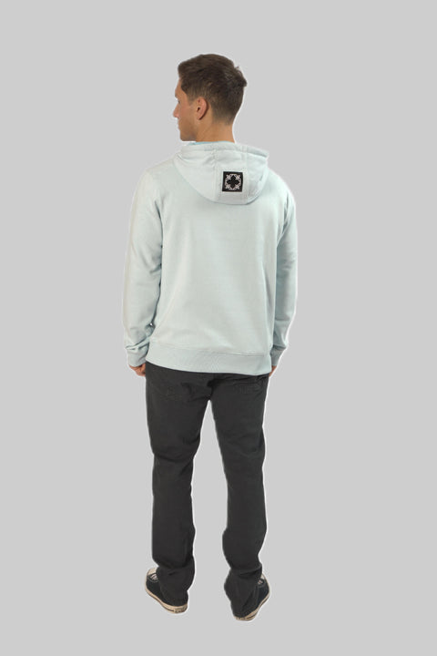 Men's Logo Front Pull-Over Hoodie Top, Baby Blue