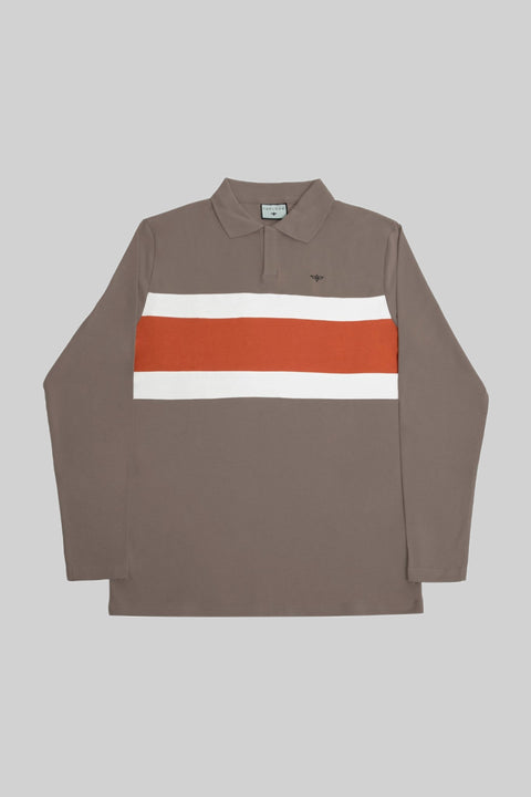 Long-Sleeved Polo Striped Shirt in brushed nickel - Toplook London