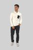 TOPLOOK Men's Long-Sleeve Casual Fashion Polo Shirt with Pocket, White - Toplook London