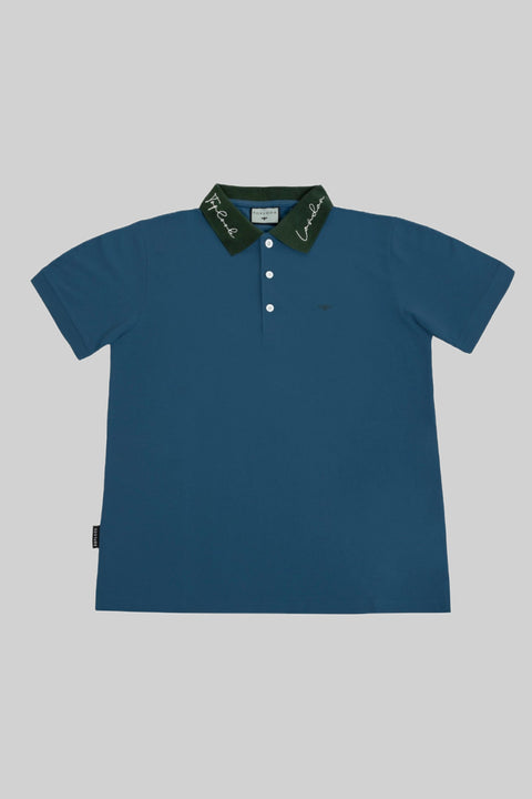 Logo Polo Shirt in blue and sycamore green - Toplook London