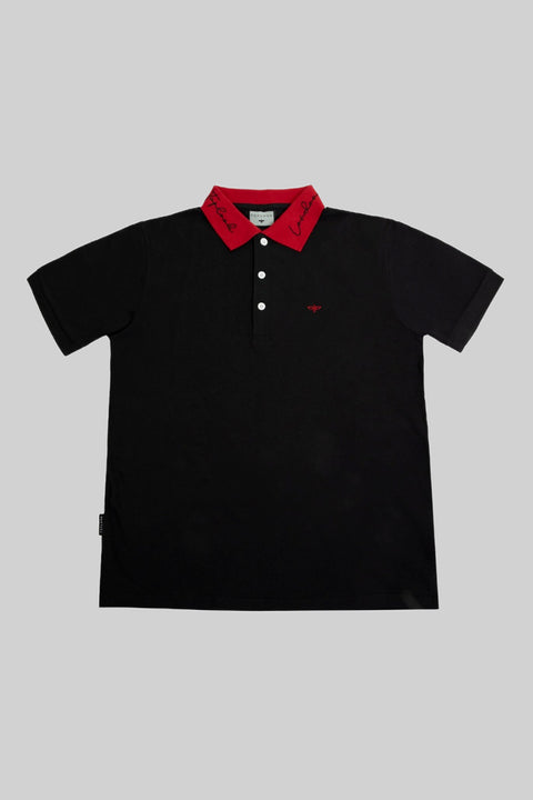 Logo Polo Shirt in black and red - Toplook London