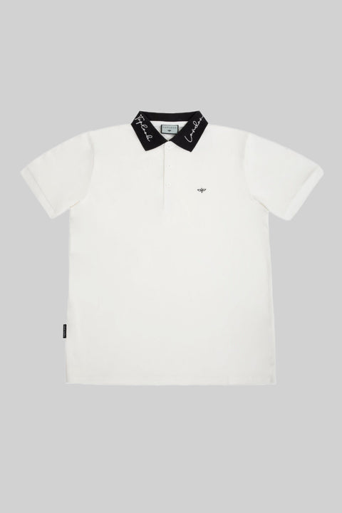 Logo Polo Shirt in white and black - Toplook London