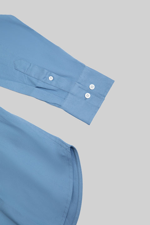 Long-Sleeved Shirt With Two Patch pockets Semi Formal Wear in Quiet Harbour Color