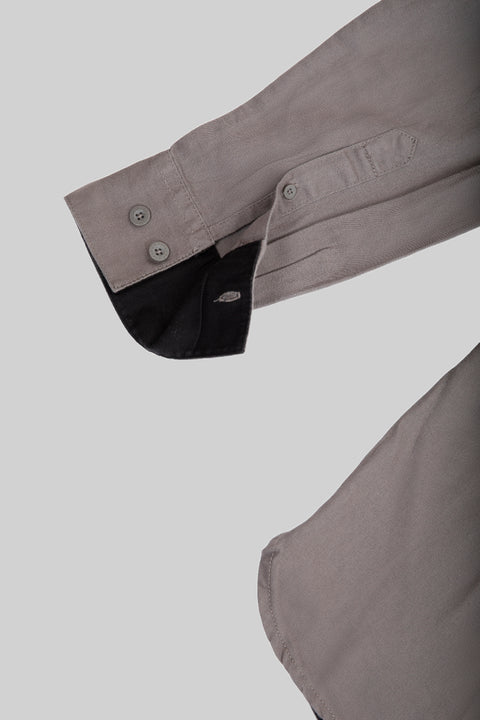 Men's Relaxed Fit Long Sleeve Shirt With Contrast Pocket, Steel Grey