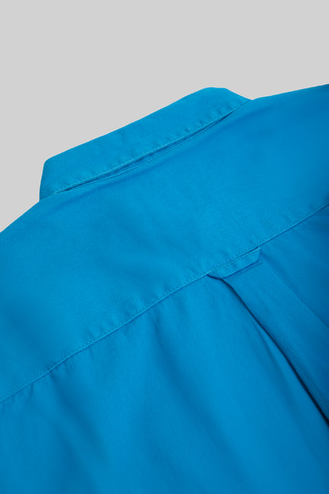 Relaxed Fit Men's Long-Sleeved Shirt With Two Patch pockets in Brilliant Blue
