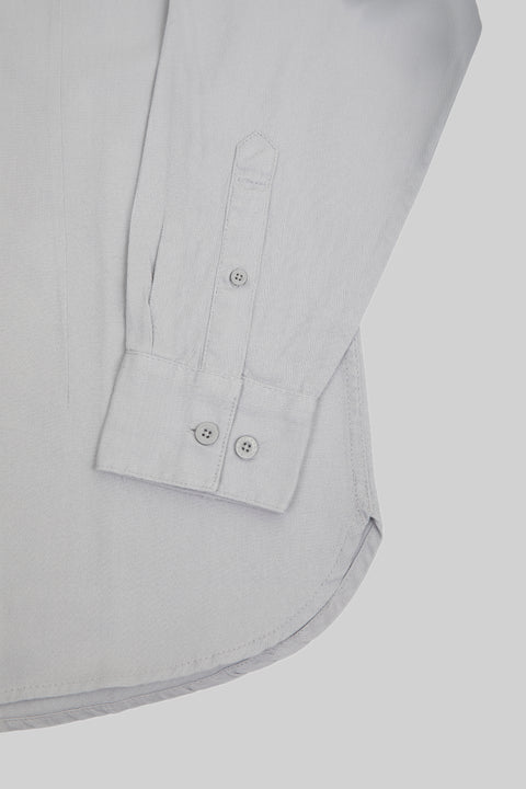 Relaxed Fit Men's Long-Sleeved Shirt With Two Patch pockets in Grey Day