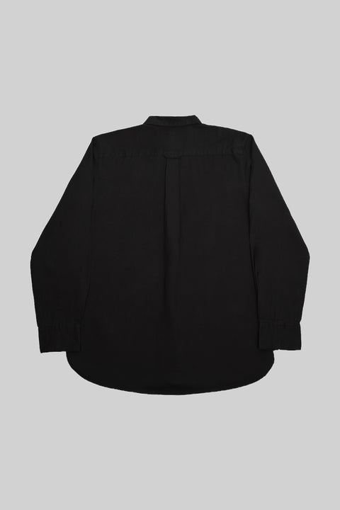 Relaxed Fit Men's Long-Sleeved Shirt With Two Patch pockets in Black