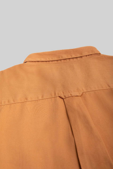 Relaxed Fit Men's Long-Sleeved Shirt With Two Patch pockets in Butterum
