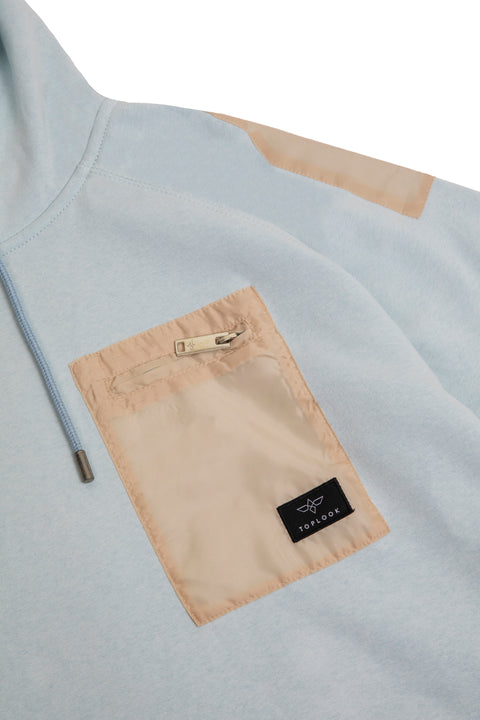 Pull-Over Hoodie with Contrast Drawcords in baby blue - Toplook London