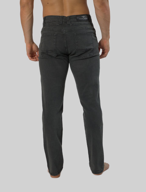 Men's Black Forest Tapered Fit Denim Jeans Pants in Green Melange