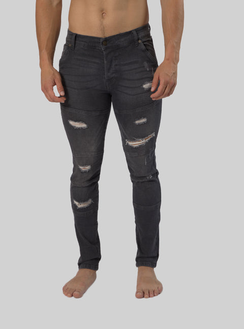 Men's Smart 3d Ripped Slim Fit Midrise Denim Jeans, Grey