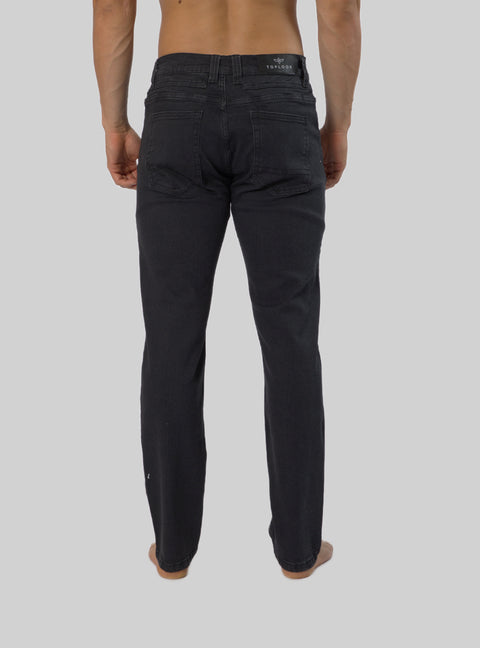 Men's Black Forest Tapered Fit Denim Jeans Pants in Dark Grey