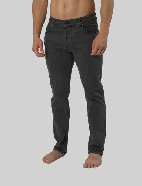 Men's Black Forest Tapered Fit Denim Jeans Pants in Green Melange