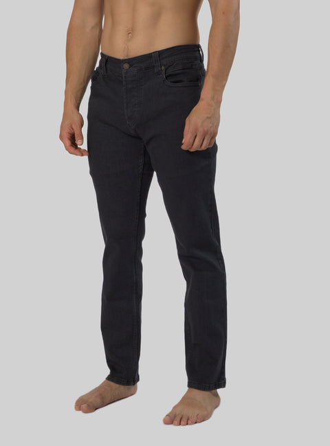 Men's Black Forest Tapered Fit Denim Jeans Pants in Dark Grey'