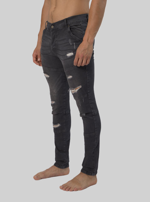 Men's Smart 3d Ripped Slim Fit Midrise Denim Jeans, Grey