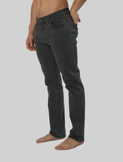 Men's Black Forest Tapered Fit Denim Jeans Pants in Green Melange
