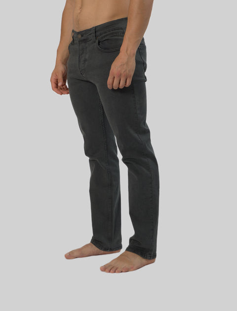 Men's Black Forest Tapered Fit Denim Jeans Pants in Green Melange