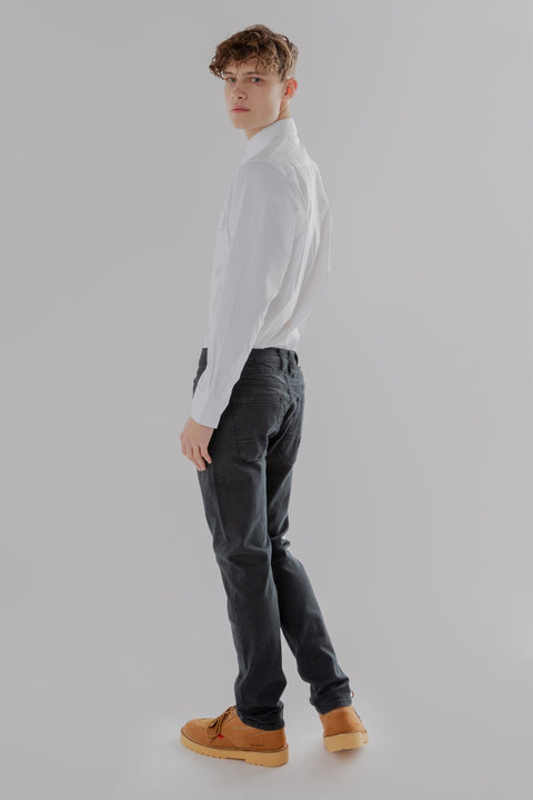 Button Down Collar Long Sleeve shirt with Patch pocket in white Colour - Toplook London
