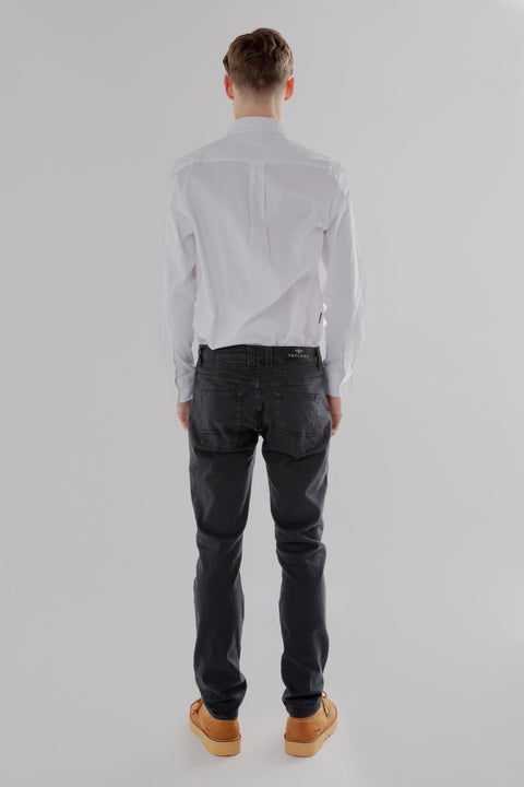 Button Down Collar Long Sleeve shirt with Patch pocket in white Colour - Toplook London