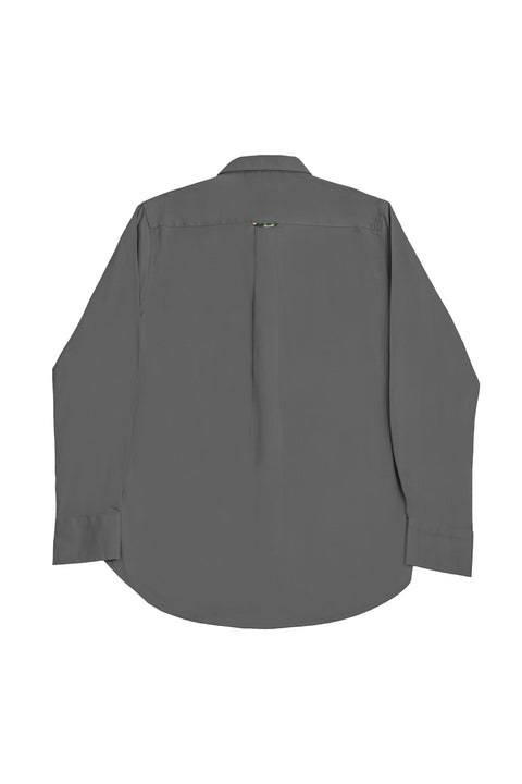 Button Down Collar Long-Sleeved Shirt with Camo Details in steel grey Colour - Toplook London