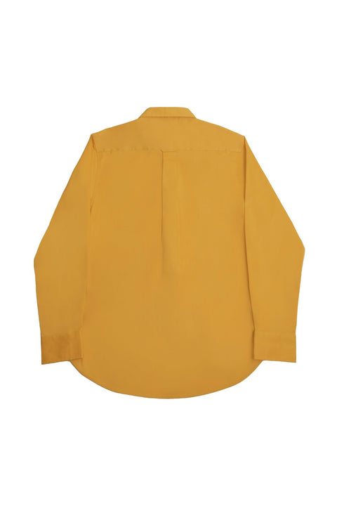 Button Down Collar Long-Sleeved Shirt with Flower Details in Amber Gold - Toplook London