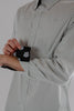 Button Down Collar Long-Sleeved Shirt with Flower Details in light grey - Toplook London