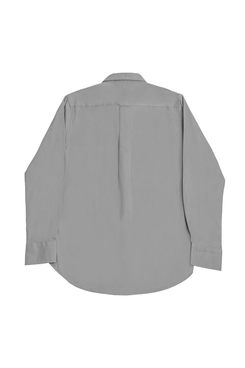 Button Down Collar Long-Sleeved Shirt with Flower Details in light grey - Toplook London