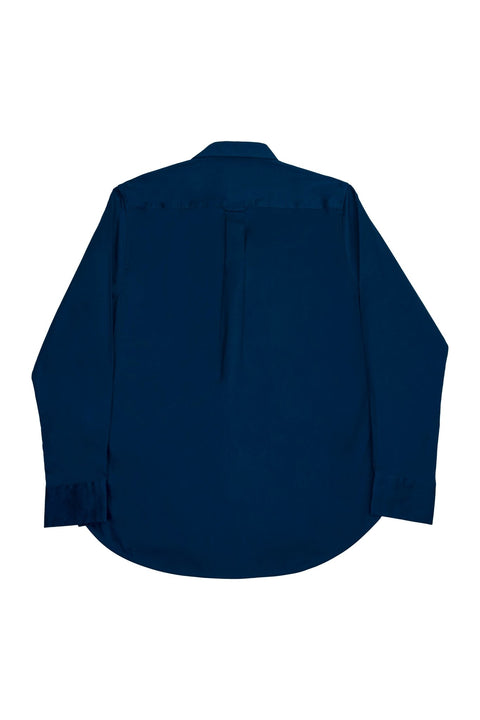 Button Down Collar Long-Sleeved Shirt with Flower Details in Navy Peony - Toplook London