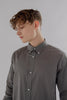 Button Down Collar Long-Sleeved Shirt with Flower Details in Steel Grey Colour - Toplook London