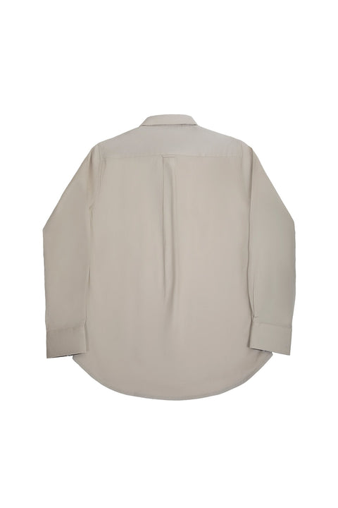 Button Down Collar Long-Sleeved Shirt with Flower Details in Volcanic Glass - Toplook London