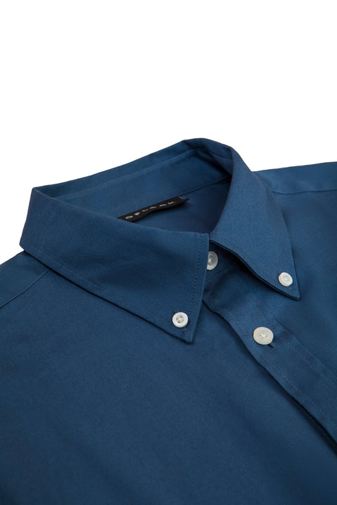 Button Down Collar Long-Sleeved Shirt with patch pocket in ensign blue colour - Toplook London