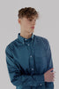Button Down Collar Long-Sleeved Shirt with patch pocket in ensign blue colour - Toplook London