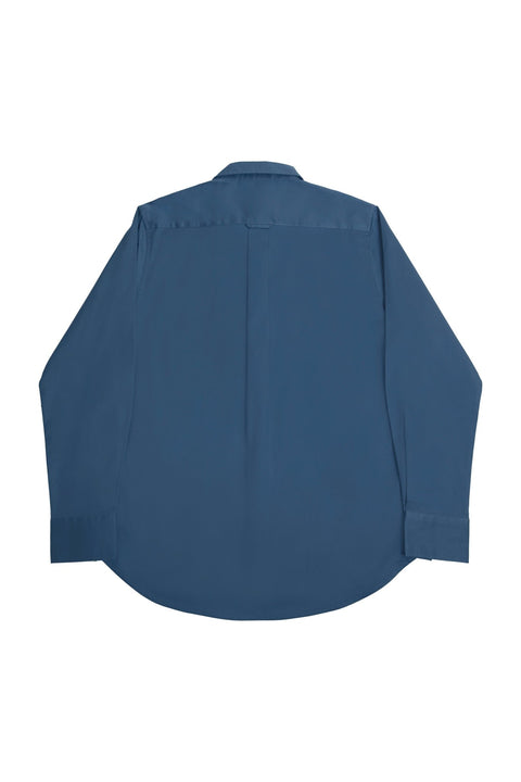 Button Down Collar Long-Sleeved Shirt with patch pocket in ensign blue colour - Toplook London