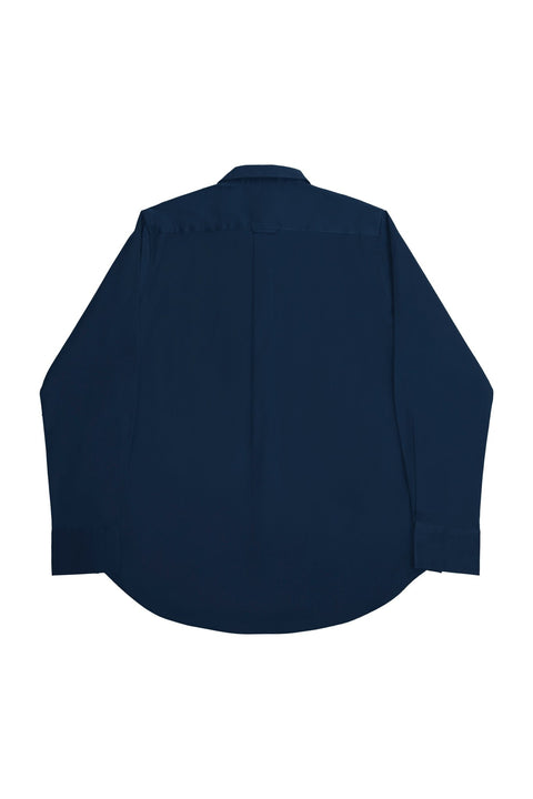 Button Down Collar Long-Sleeved Shirt with patch pocket in Navy Blue Colour - Toplook London