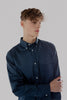 Button Down Collar Long-Sleeved Shirt with patch pocket in Navy Blue Colour - Toplook London