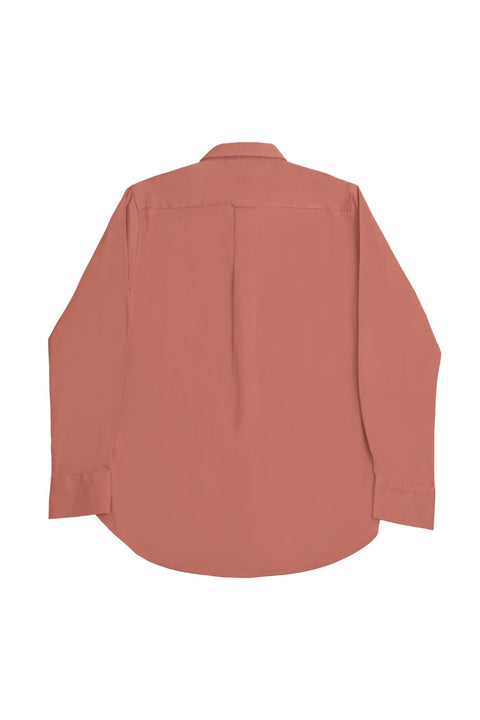 Button Down Collar Long-Sleeved Shirt with Patch Pocket in old rose colour - Toplook London