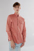 Button Down Collar Long-Sleeved Shirt with Patch Pocket in old rose colour - Toplook London